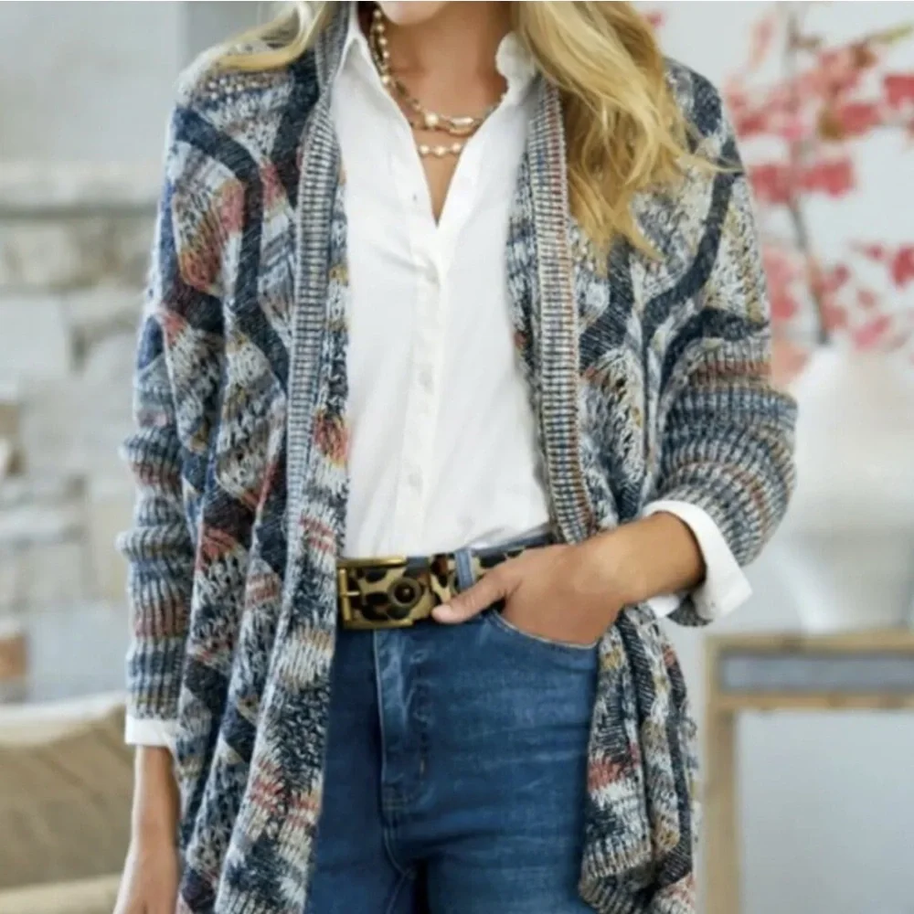 Soft Surroundings Textured Open Knit Cardigan.Size L/XL